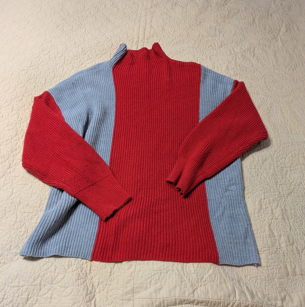 Liz Colorblock Red and Gray Women's Sweater XL
